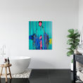 Figura verde con rostro rosa — Pintura figurativa abstracta — frontal