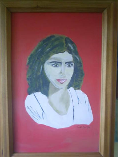 Retrato de mi esposa Lorena Oil Panel Portrait