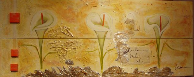 LIRIOS SOBRE PASTA Acrylic Canvas Floral Painting