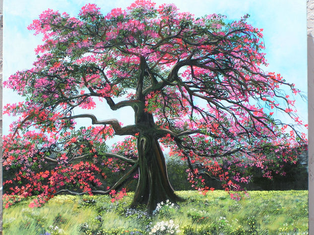 Cuando La Ceiba Florece Oil Canvas Landscaping