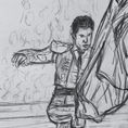 Dibujo de estudio de corrida — detalle