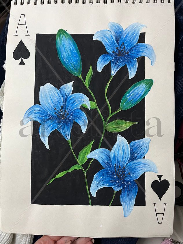 Lienzo lirios en una carta