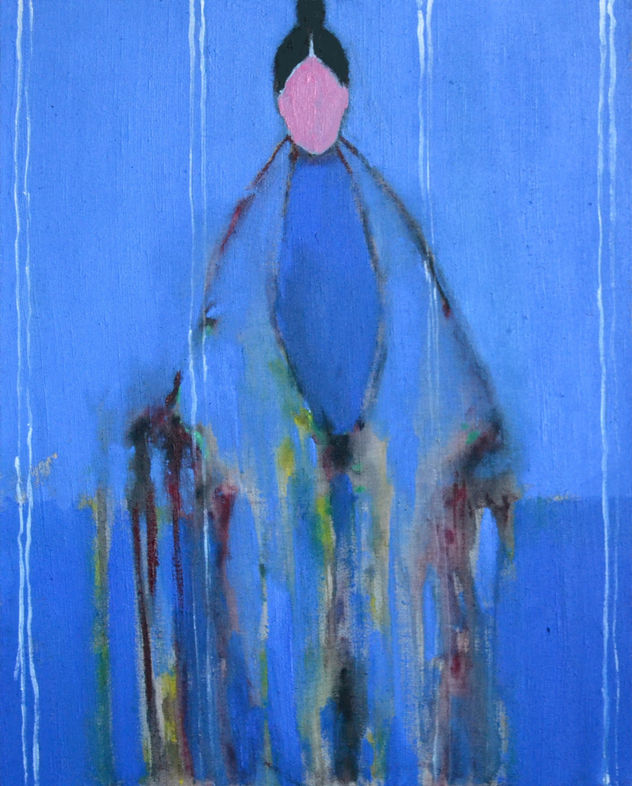 Alienation — Blue Figure, Yellow Traces