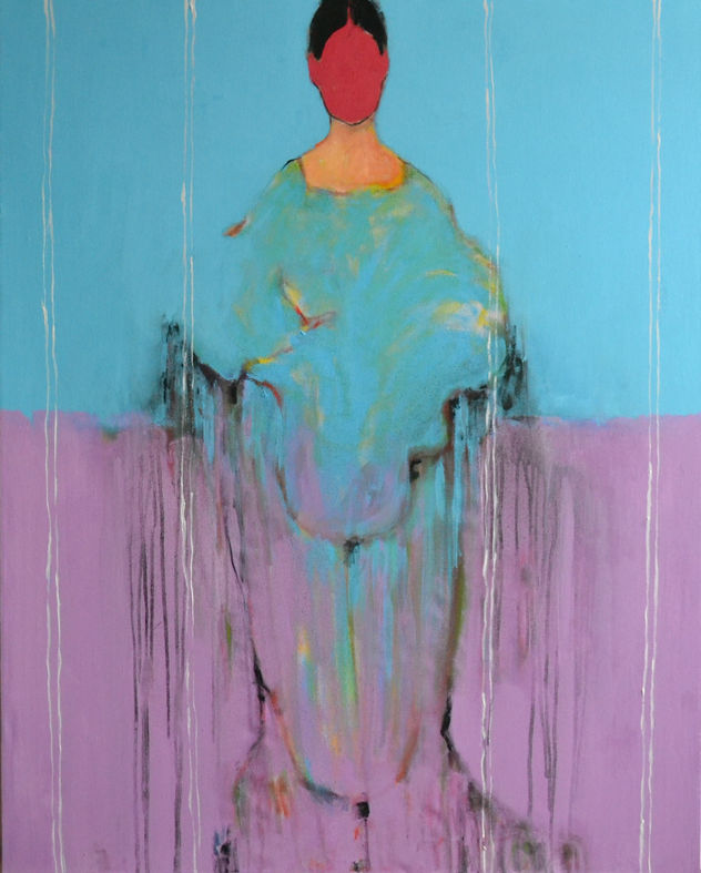 Alienación — Figura turquesa, rostro rojo