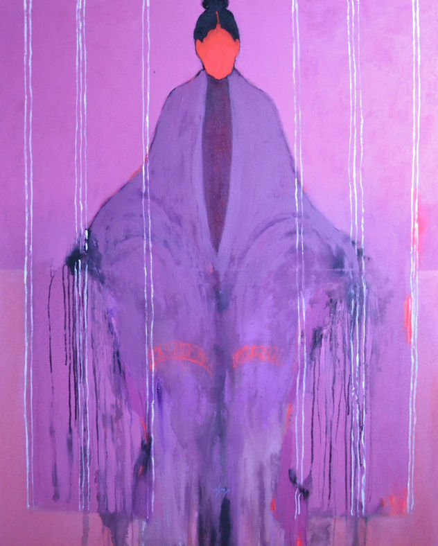 Alienación — Figura violeta, rostro coral