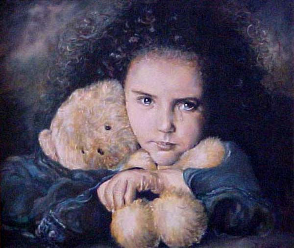 niña triste Oil Canvas Figure Painting