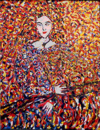 Dama de abril Oil Panel Figure Painting