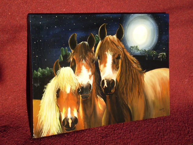 caballos en la noche Acrylic Canvas Animals