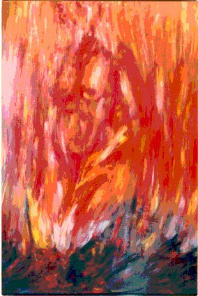 Mujer saliendo del fuego Oil Panel Figure Painting