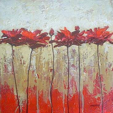 Flores Rojas Oil Canvas Floral Painting