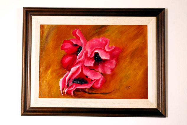 AMAPOLAS Oil Panel Floral Painting