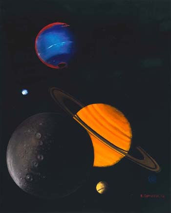 Saturno y sus Lunas Óleo Lienzo