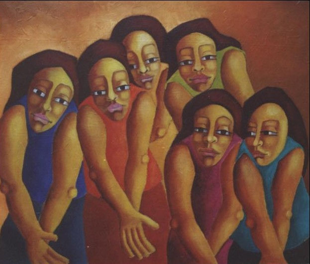 Las Señoritas del Marañón Mixed media Canvas Figure Painting