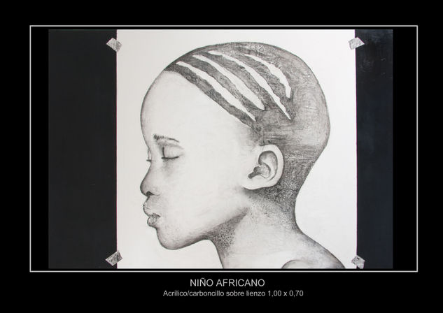 Niño Africano Óleo Lienzo Figura