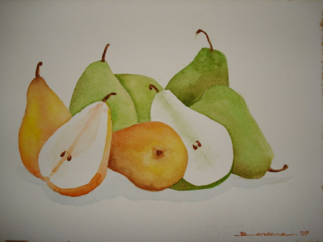 Bodegón de peras Watercolour Card Still Life Paintings