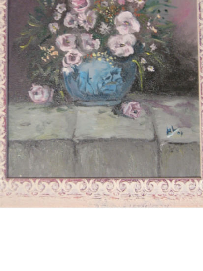 Jarrón con  Flores Oil Panel Floral Painting