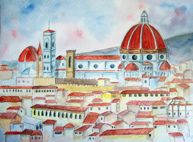 Firenze Acuarela Papel Paisaje