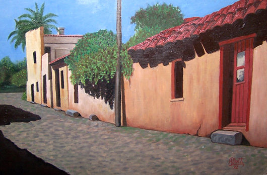 CALLE DE LOS SUSPIROS Oil Panel Landscaping