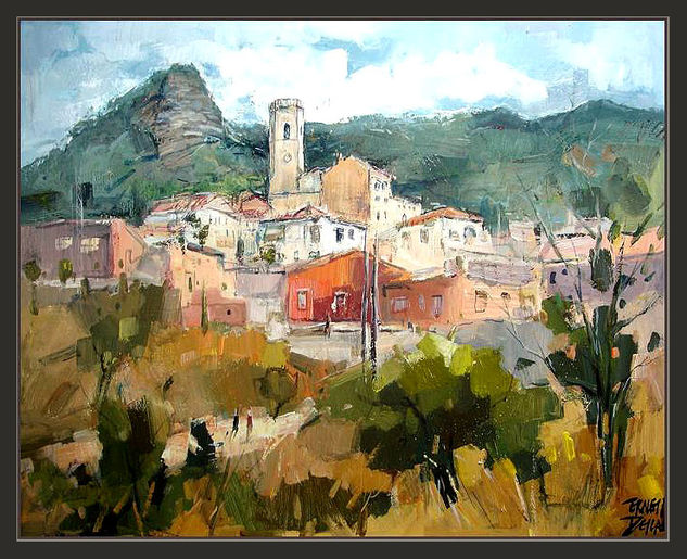 VACARISSES-CINGLE-PAISAJES-PINTURA-CUADROS-PINTOR-ERNEST DESCALS Óleo Lienzo Paisaje