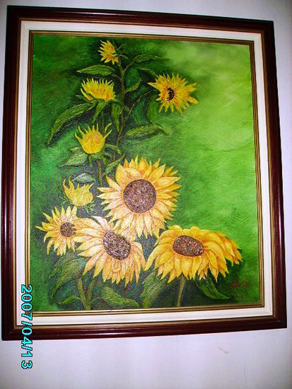 Los Girasoles de Adriana Oil Canvas Floral Painting