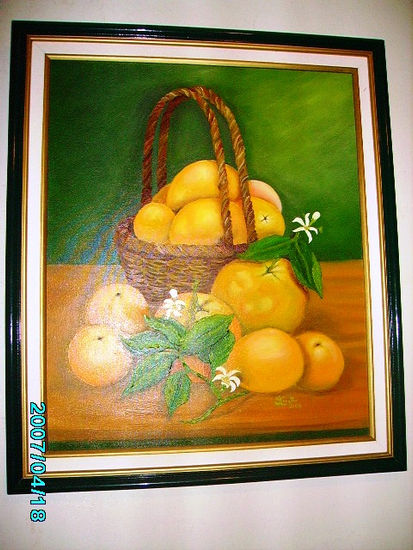 canasta de naranjas Óleo Lienzo Bodegones