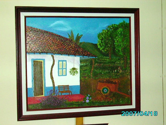 La casa de mis abuelos Óleo Lienzo Paisaje