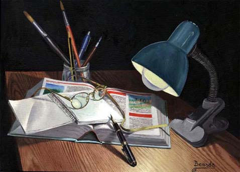 A luz do flexo Oil Canvas Still Life Paintings