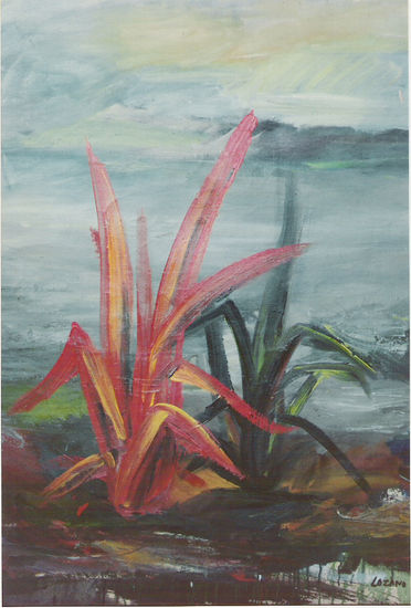 Hierba roja Oil Canvas Landscaping