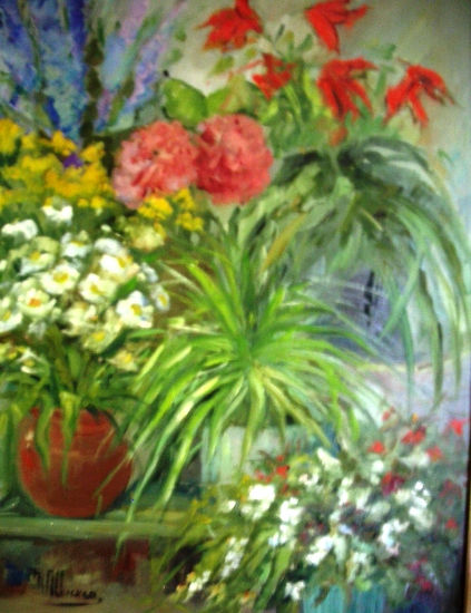 kiosko de flores Oil Canvas Floral Painting