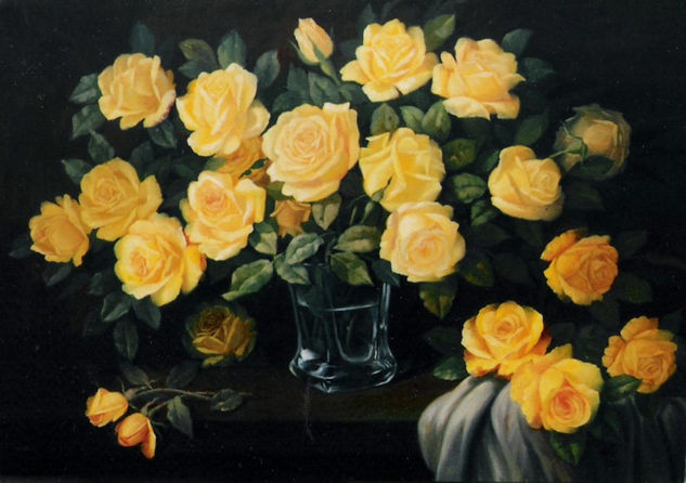 Rosas Amarillas Oil Canvas Floral Painting