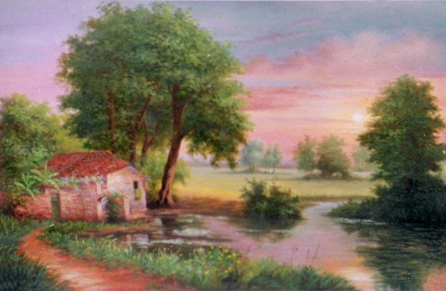 Atardecer en Plato Magdalena, Colombia Oil Canvas Landscaping