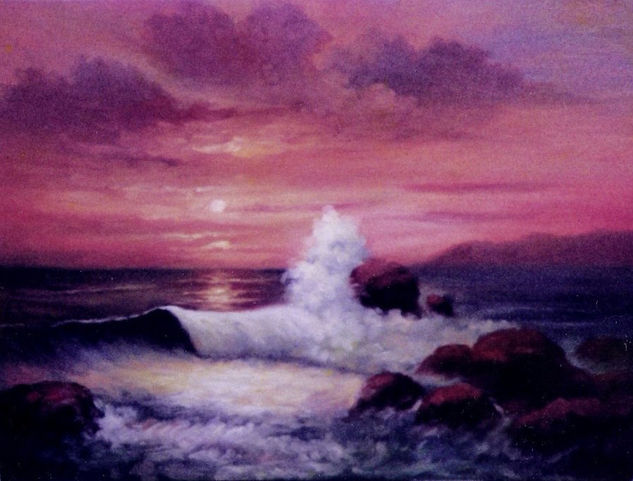 El Agua se viste de Furia Oil Canvas Marine Painting