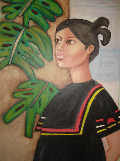 niña mexicana Óleo Lienzo Retrato