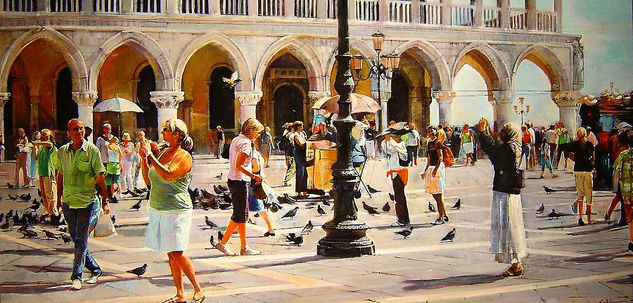 Una tarde de Domingo en San Marco Oil Panel Landscaping