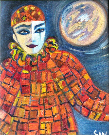 EL ARLEQUIN DE LA  LUNA Oil Canvas Figure Painting