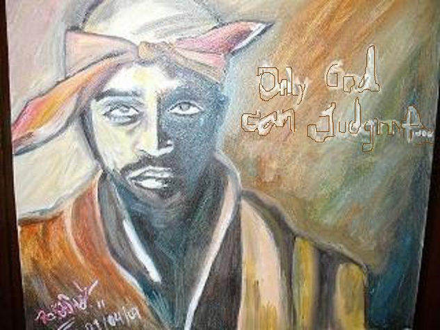 2PAC SHAKUR Óleo Lienzo Retrato