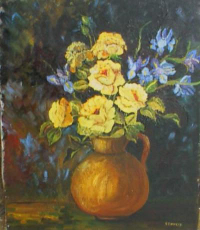 jarron con flores Oil Canvas Floral Painting