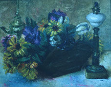 Flores y Candil Oil Canvas Still Life Paintings