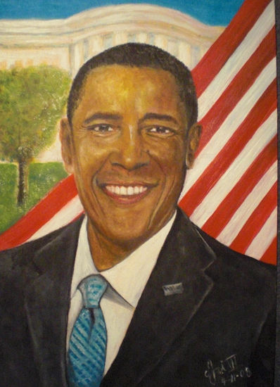 OBAMA "YES WE CAN" Oil Card Portrait