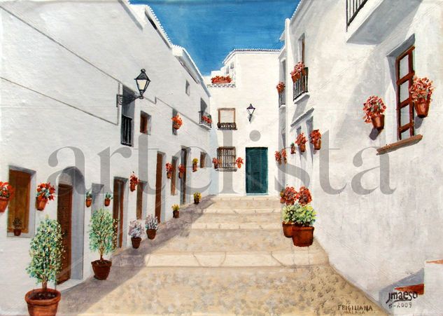 frigiliana Óleo Tabla Paisaje