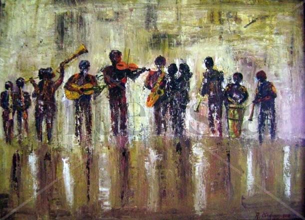 Musicos Oil Canvas Figure Painting