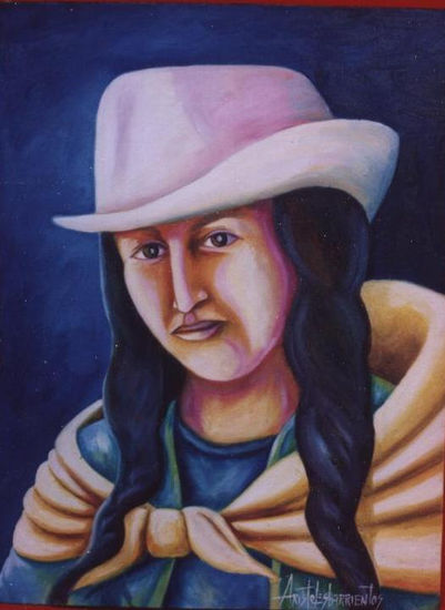 campesina del ande Óleo Lienzo Figura