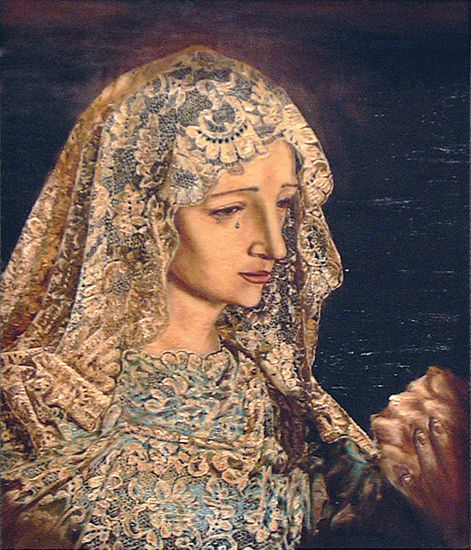 Virgen del Amor Oil Canvas Portrait