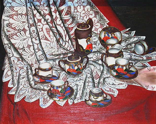 Las tazas de mi abuela Oil Canvas Still Life Paintings