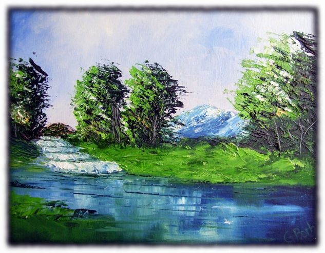 arroyo con cascada Oil Canvas Landscaping