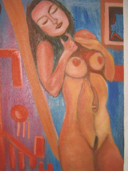 Diana Media Mixta Lienzo Desnudos