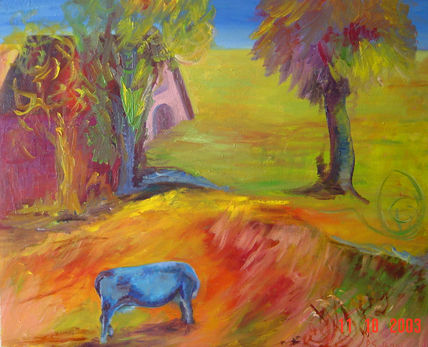 Un caballo azul