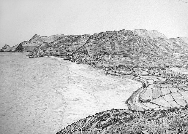 Vista de Las Negras Graphite Paper Marine Painting