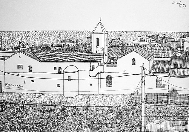 La iglesia del Garraf Tinta Papel Paisaje