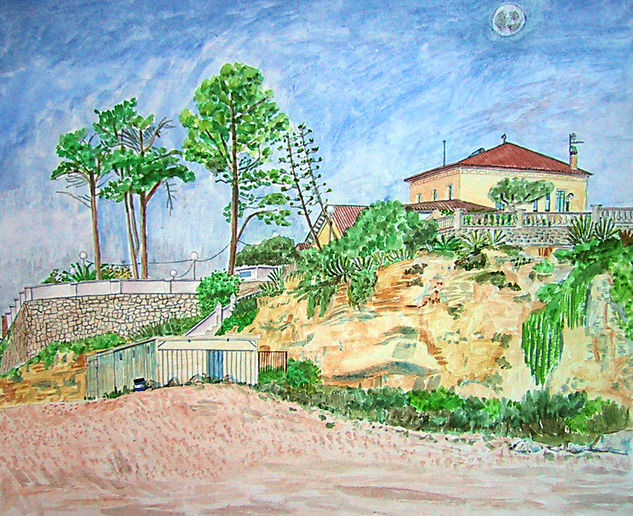 Vista del Molí de mar con árboles Watercolour Paper Landscaping